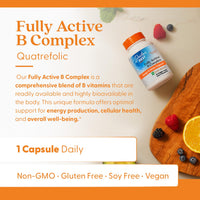 Thumbnail for Doctor's Best Fully Active Vitamin B Complex Supplement for Men & Women - Super Complex with Methylated B12 & Folate, B6, Biotin, Pantothenic Acid, & More, Energy Support Caps - 30 Veggie Capsules