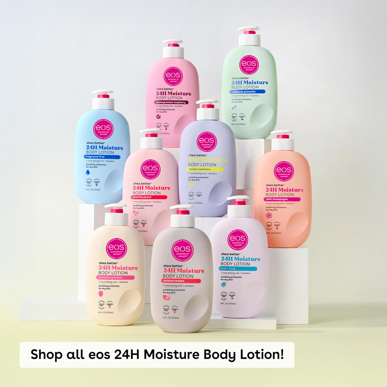 eos Shea Better Body Lotion- Vanilla Cashmere, 24-Hour Moisture Skin Care, Lightweight & Non-Greasy, Made with Natural Shea, Vegan, 16 fl oz