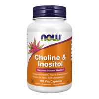 Thumbnail for NOW Foods Supplements, Choline & Inositol 500 mg, Healthy Nerve Transmission*, Nervous System Health*, 100 Capsules