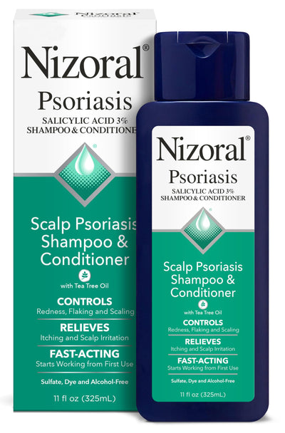 Image 1 of Nizoral Psoriasis Shampoo & Conditioner, 11 Oz, Gentle Scalp Treatment, Relieves Itching and Flaking, Redness and Scaling Effective Scalp Psoriasis Shampoo with Salicylic Acid and Tea Tree Oil