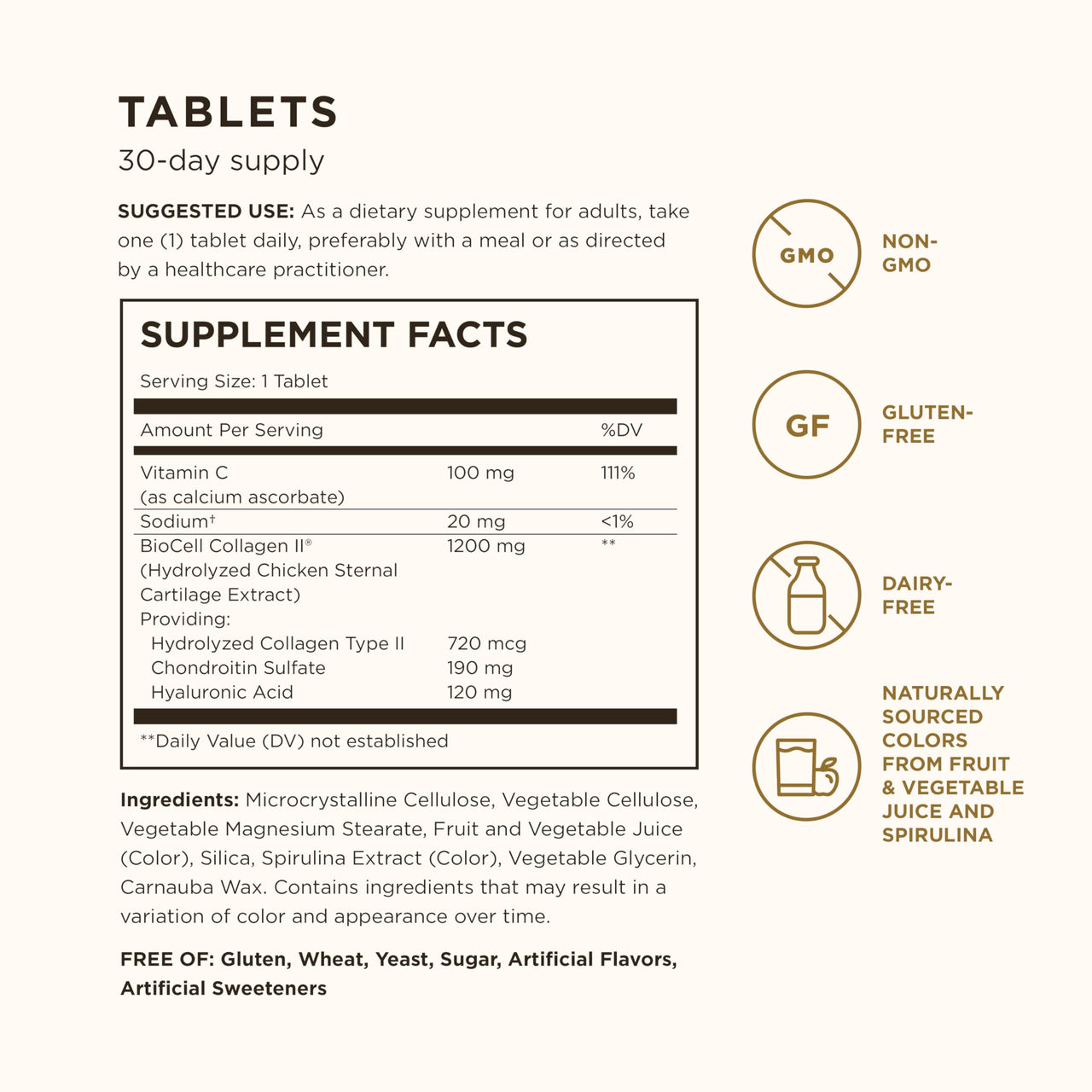 Solgar Collagen Hyaluronic Acid Complex, 30 Tablets - Hydrolyzed Collagen Type 2 - Helps with Fine Lines & Wrinkles - Boosts Skin Collagen & Elasticity - Non-GMO, Gluten & Dairy Free - 30 Servings