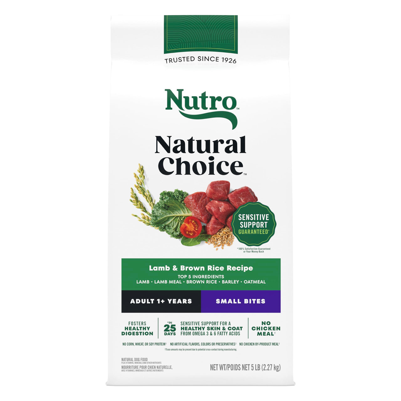 Nutro Natural Choice Small Bites Dry Dog Food, Adult Dog Food Dry Lamb & Brown Rice Recipe, 5 lbs.
