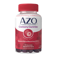 Thumbnail for AZO Cranberry Urinary Tract Health Gummies Dietary Supplement, 2 Gummies = 1 Glass of Cranberry Juice, Helps Cleanse & Protect, Natural Berrylicious Flavor, Non-GMO, 72 Gummies