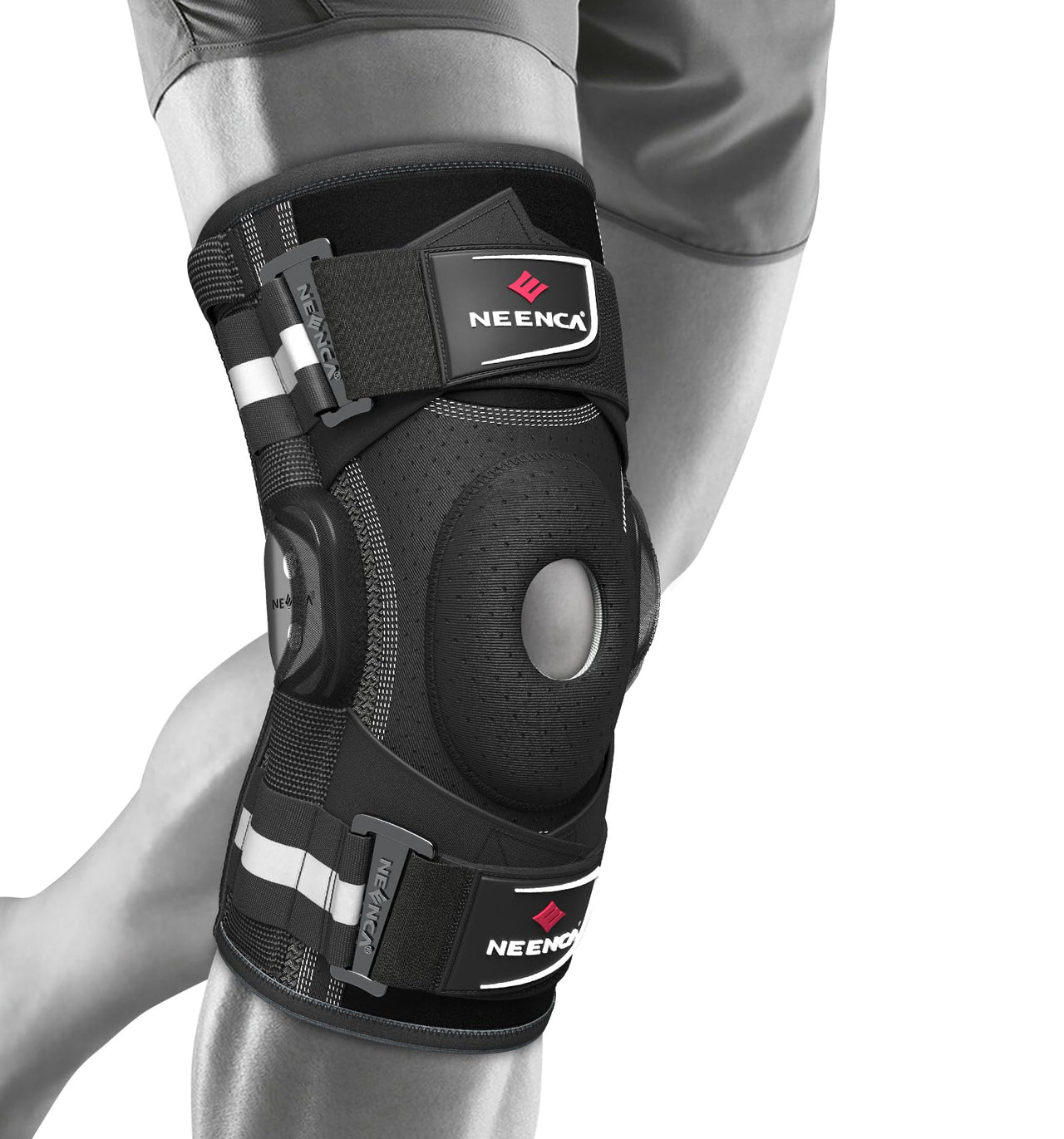 NEENCA Professional Knee Brace X-Large for Knee Pain, Hinged Knee Support with Patented X-Strap Fixing System, Strong Stability for Pain Relief, Arthritis, Meniscus Tear, ACL, PCL, MCL, Runner, Sport, Workout
