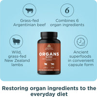 Thumbnail for Ancient Nutrition Organ Supplements, Grass-Fed and Wild Organ Complex Capsules, Liver, Heart, Kidney Supports Organ, Cognitive, and Immune System Health, 180 Ct
