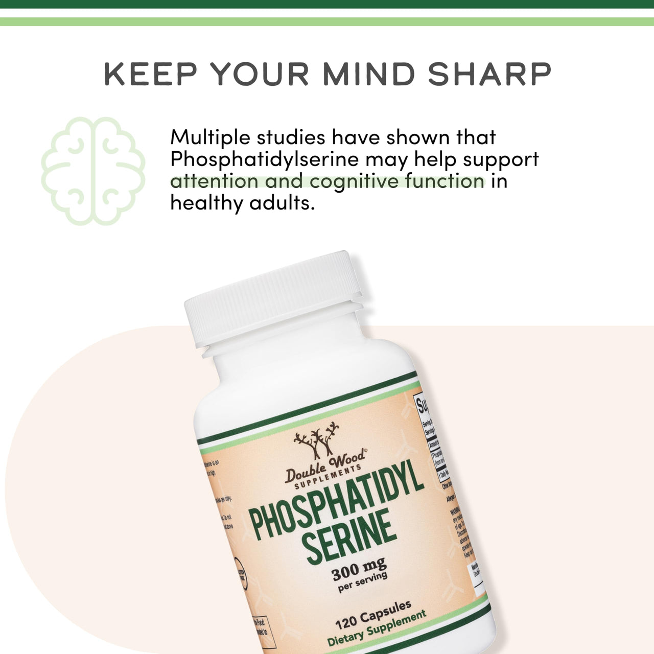 PhosphatidylSerine Supplement 300mg Per Serving, 120 Capsules (Phosphatidyl Serine Complex) by Double Wood