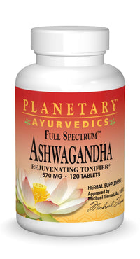 Thumbnail for Planetary Herbals Ashwagandha Full Spectrum by Planetary Ayurvedics 570mg, Rejuvenating Tonifier, 120 Tablets