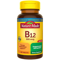 Thumbnail for Nature Made Vitamin B12 500 mcg, Dietary Supplement for Energy Metabolism Support, B12 Vitamins 500 mcg, 200 Tablets, 200 Day Supply