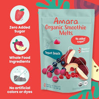 Thumbnail for Image 5 of Amara Smoothie Melts - Beets n' Berries- Organic Baby Snacks w/ Fruits & Veggies - Plant Based Yogurt Melts - Healthy Toddler Snack - Activity Book Included - Enjoy From 10+ Mos - 6 Resealable Bags