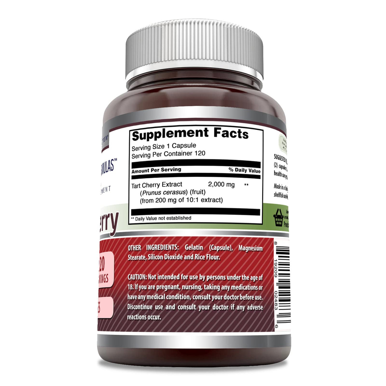Amazing Formulas Tart Cherry 10:1 Extract Supplement | 2000 Mg per Serving | Capsules | Non-GMO | Gluten-Free | Made in USA (1 Pack | 120 Count)
