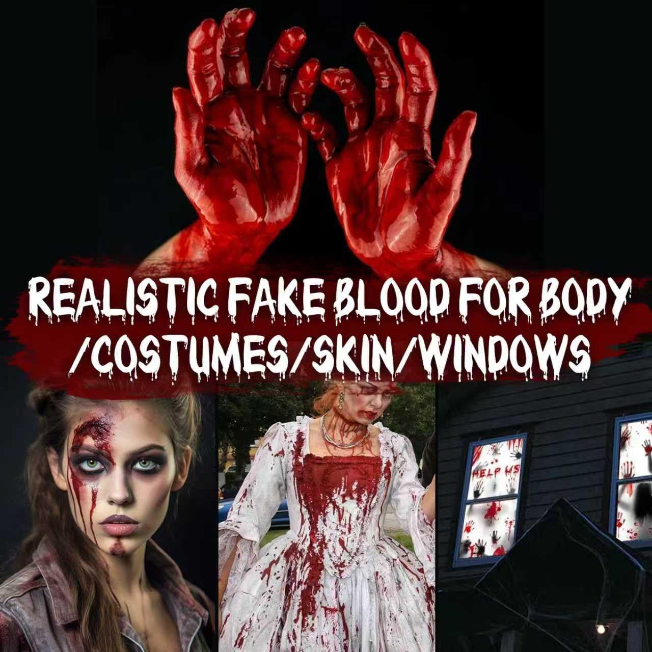 Fake Blood Spray for Halloween, 2 fl oz Washable Fake Blood Makeup, Realistic Fake Blood, Fake Blood for Face&Skin, Perfect for Costume, Vampire, Clown & Sfx & Cosplay & Zombie Make Up, 1PC