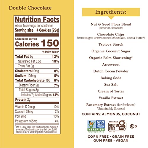Image 3 of Simple Mills Almond Flour Crunchy Cookies, Double Chocolate Chip, 5.5 Ounce (Pack of 2)