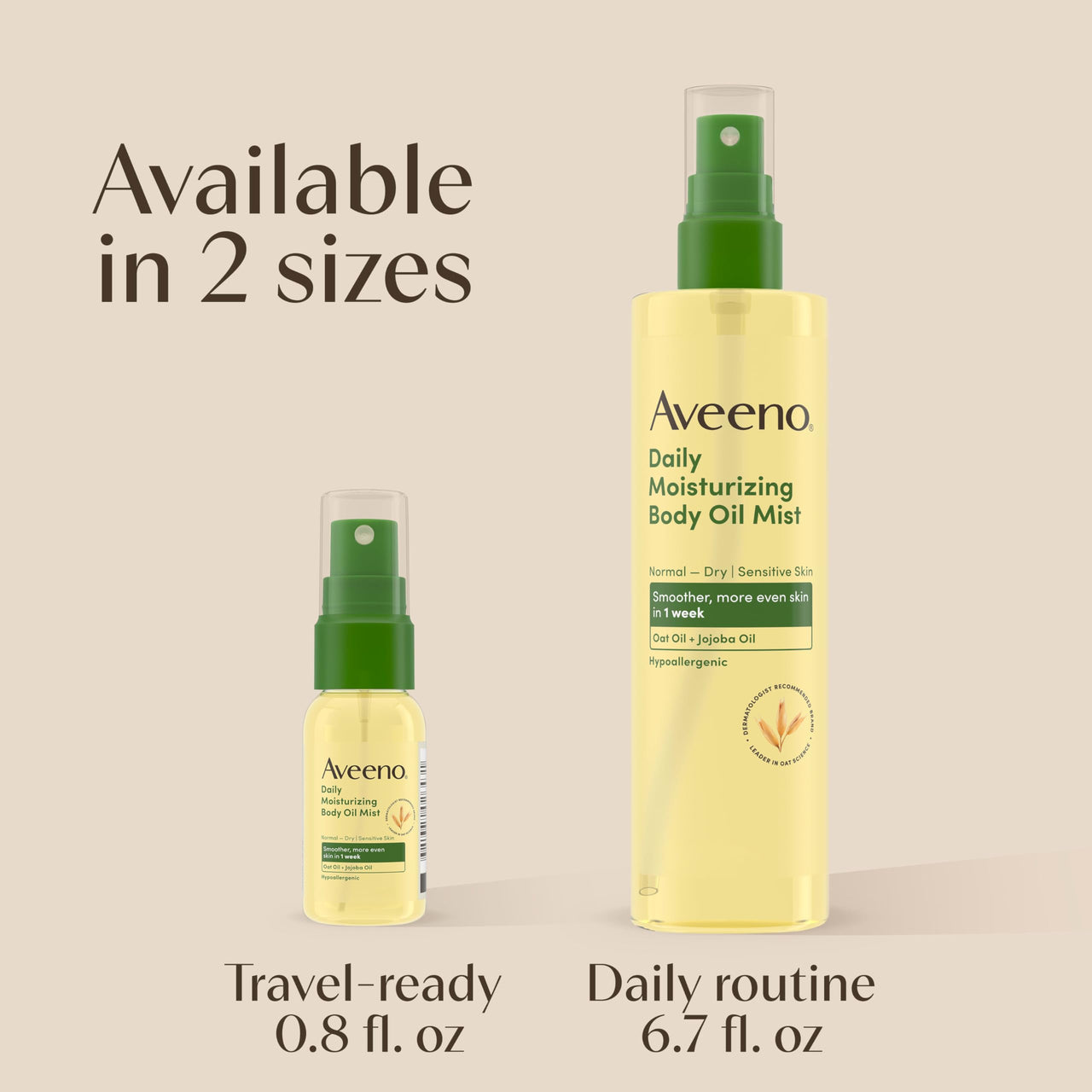 Aveeno Daily Moisturizing Dry Body Oil Mist with Oat & Jojoba Oil for Dry, Rough, Sensitive Skin, Lightweight, Non-Greasy, Body Spray, Paraben, Silicone & Phthalate-Free, 6.7 fl oz