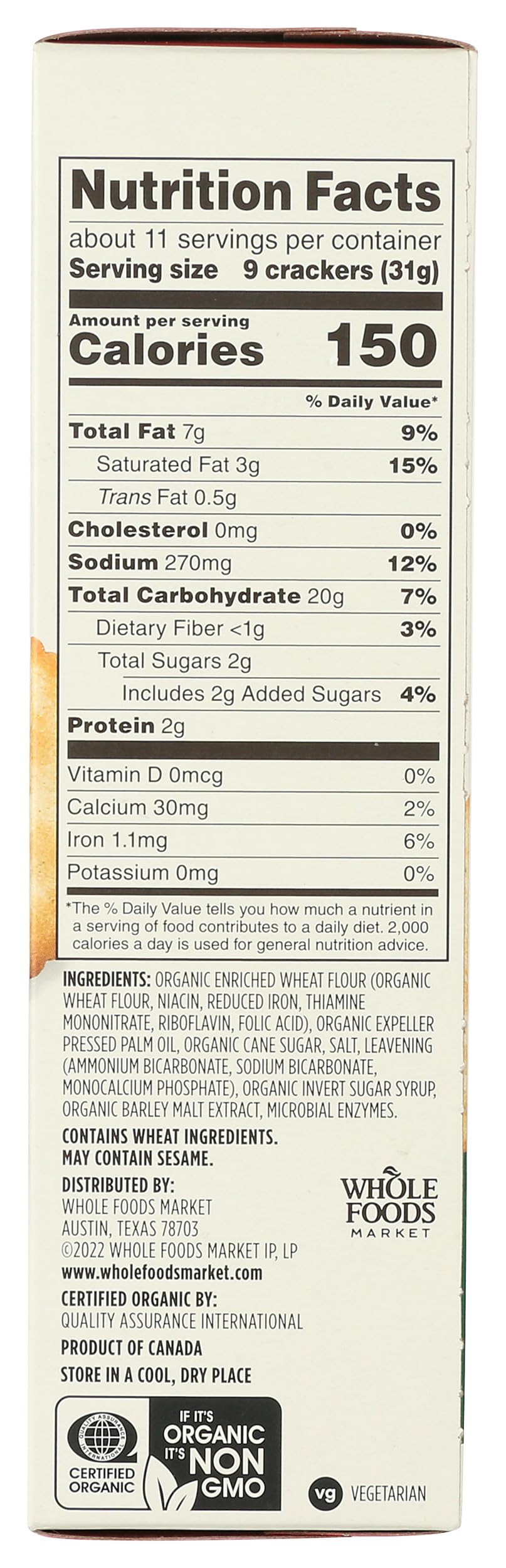 365 by Whole Foods Market, Organic Golden Round Crackers, 12 Ounce