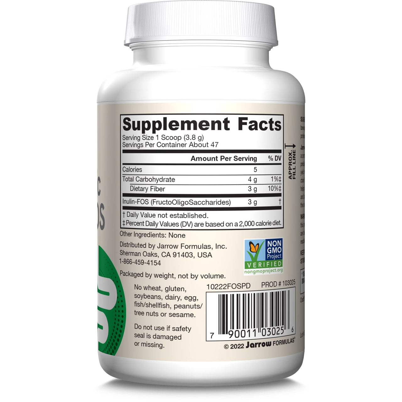Jarrow Formulas® Prebiotic Inulin FOS Prebiotic Fiber Supplement, 6.3 Oz, Prebiotics for Gut Health and Digestive Support, Approx. 47 Servings