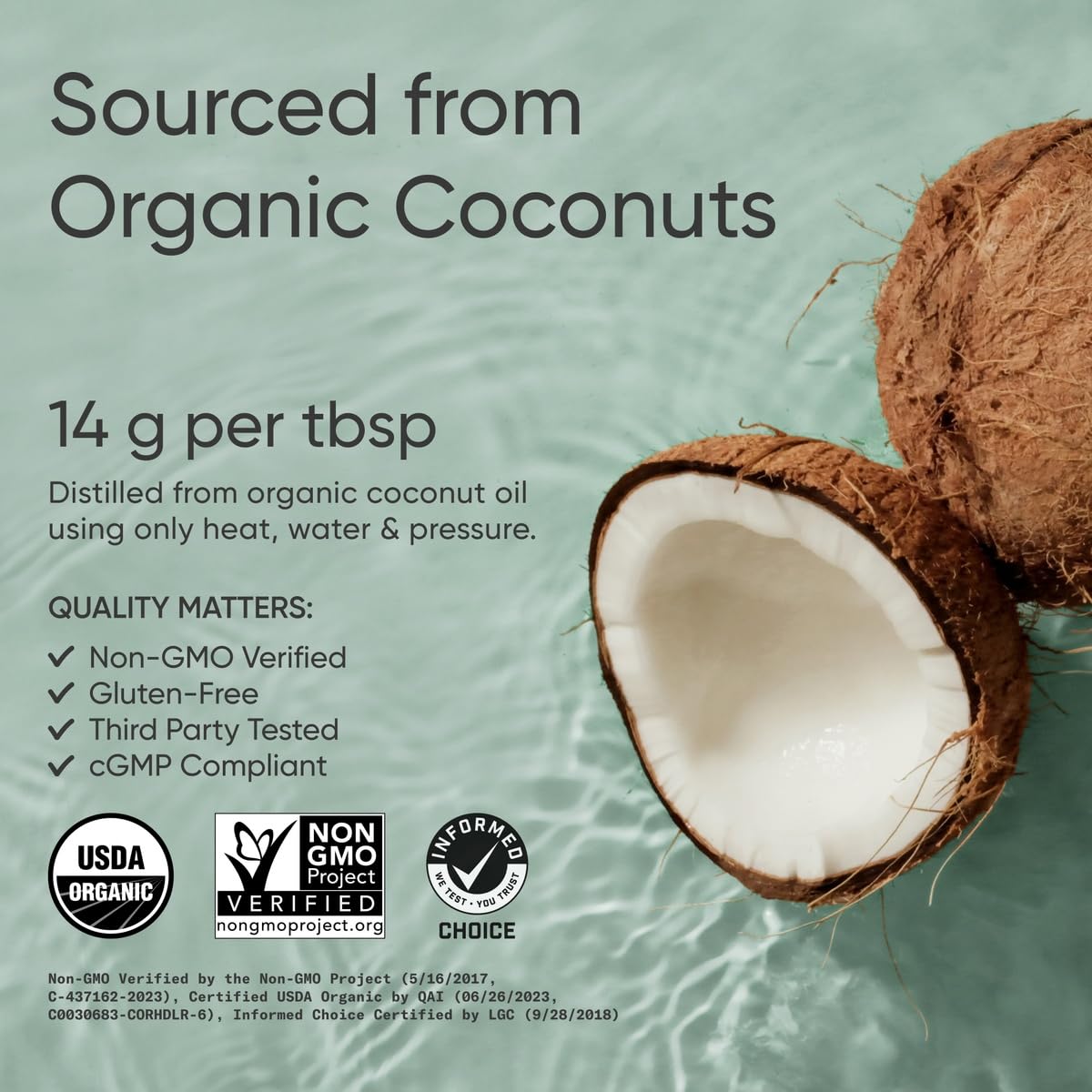 Sports Research Organic MCT Oil - Keto & Vegan MCTs C8, C10, C12 from Coconuts - Fatty Acid Brain & Body Fuel, Non-GMO & Gluten Free - Flavorless Oil, Perfect in Coffee, Tea & Protein Shakes - 32 oz