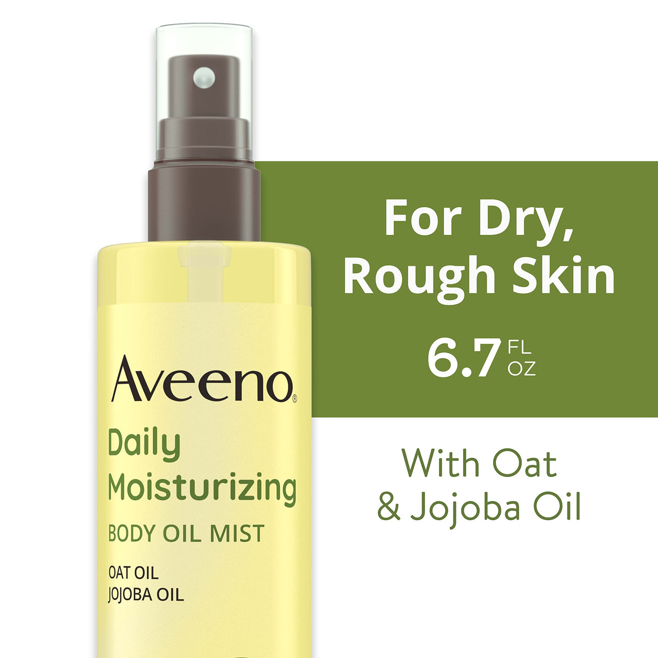 Aveeno Daily Moisturizing Dry Body Oil Mist with Oat & Jojoba Oil for Dry, Rough, Sensitive Skin, Lightweight, Non-Greasy, Body Spray, Paraben, Silicone & Phthalate-Free, 6.7 fl oz