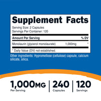 Thumbnail for Nutricost Monolaurin 1000 mg (120 Servings, 240 Capsules) - Gluten-Free, Non GMO, Vegan