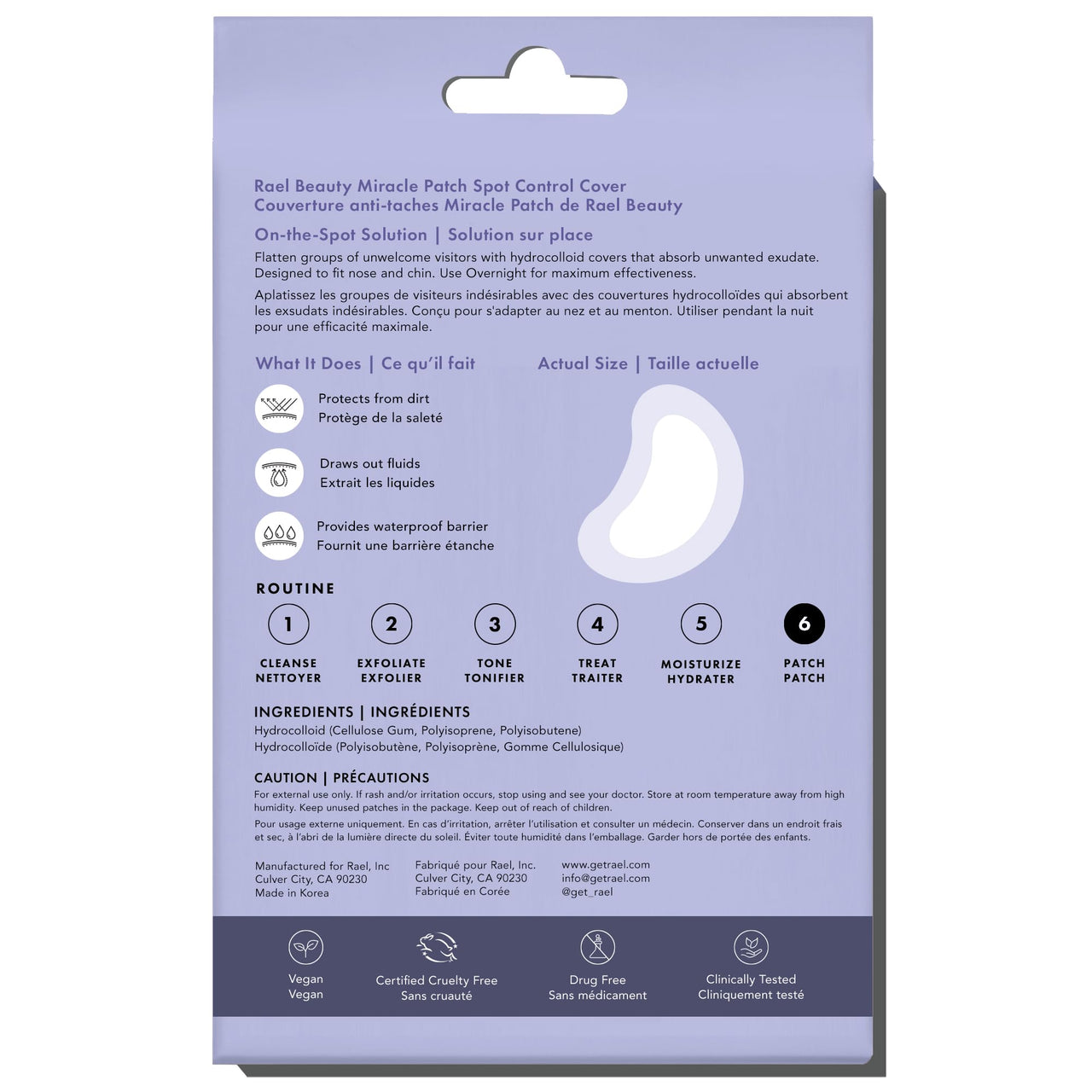 Rael Pimple Patches, Miracle Spot Control Cover - Hydrocolloid Acne Pimple Patch, Strips for Zits and Blemish, Korean Skin Care (20 Count)