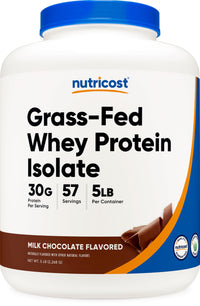 Thumbnail for Nutricost Grass-Fed Whey Protein Isolate (Chocolate) 5LBS - Non-GMO, Gluten Free, Natural Flavors