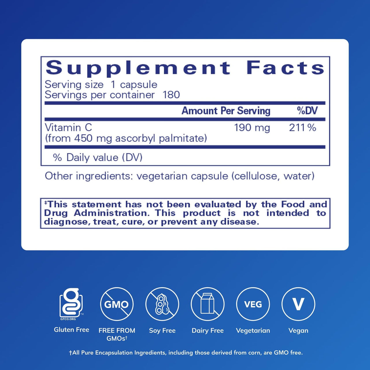 Pure Encapsulations Ascorbyl Palmitate | Vitamin C Supplement to Support Iron Absorption and a Healthy Immune System* | 180 Capsules