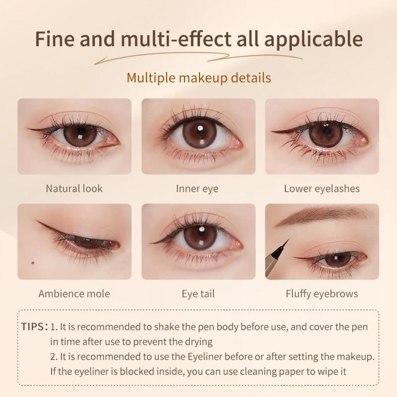 Liquid Eyeliner, Ultra Fine Liquid Eyeliner Waterproof with Smooth Strong Fibres, Smudge-proof, Longwearing, Smooth Eye Liners with Ultra-Fine Tip (#04 Gray Brown Upgrade)