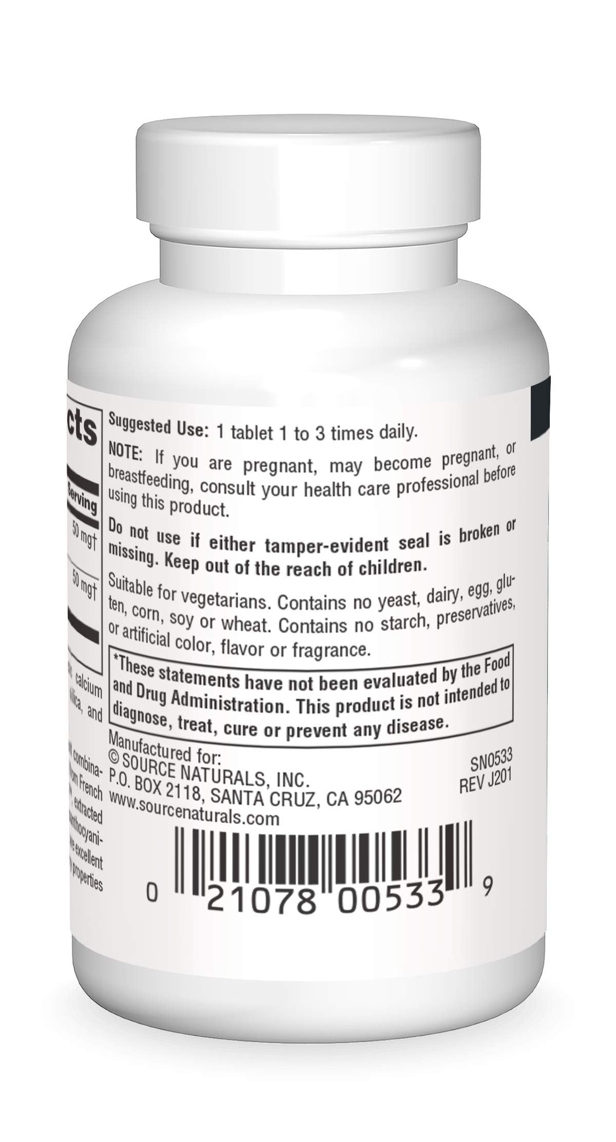 Source Naturals Pycnogenol & Grape Seed Extract 100 mg Dietary Supplement - 60 Tablets