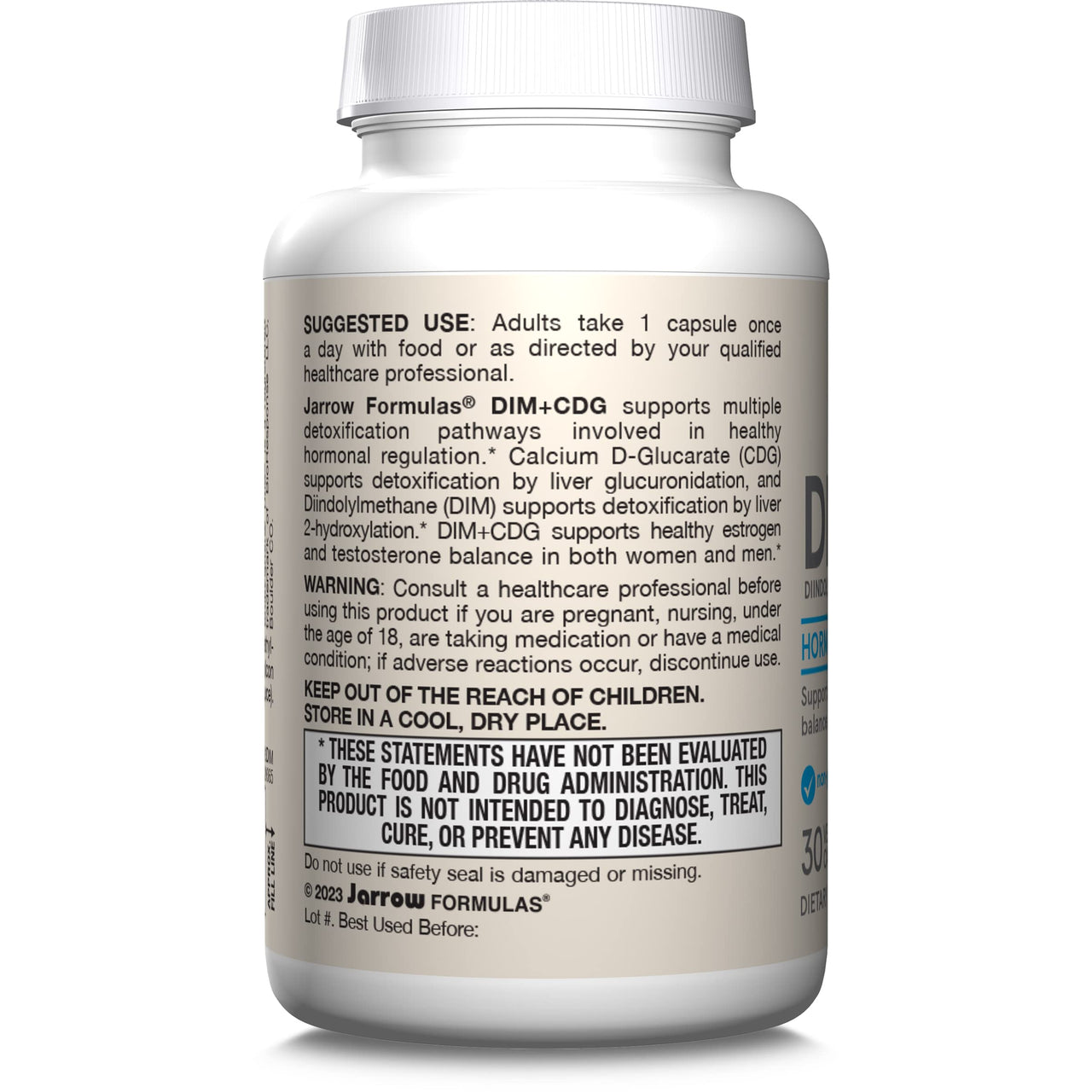 Jarrow Formulas® DIM + CDG, Dietary Supplement, Liver Detox Support for Healthy Hormone Regulation and General Wellness, 30 Veggie Capsules, Up to a 30 Day Supply