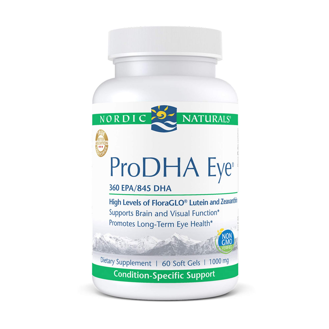 Nordic Naturals ProDHA Eye - Fish Oil, 360 mg EPA, 845 mg DHA, 20 mg FloraGLO Lutein, 4 mg Zeaxanthin, Support for Neurological Function and Long-Term Eye Health*, 60 Soft Gels