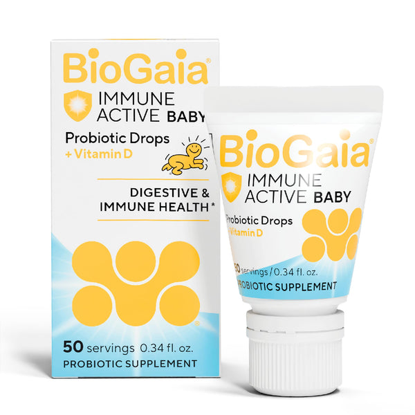 BioGaia Immune Active Baby Probiotic Drops + Vitamin D | for Babies & Toddlers 0-36 Months | Supports Digestive & Immune Health | Allergen, Dairy, Soy & Gluten Free | 50 Day Supply