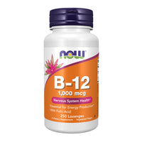 Thumbnail for NOW Foods Supplements, Vitamin B-12 1,000 mcg with Folic Acid, Nervous System Health*, 250 Chewable Lozenges