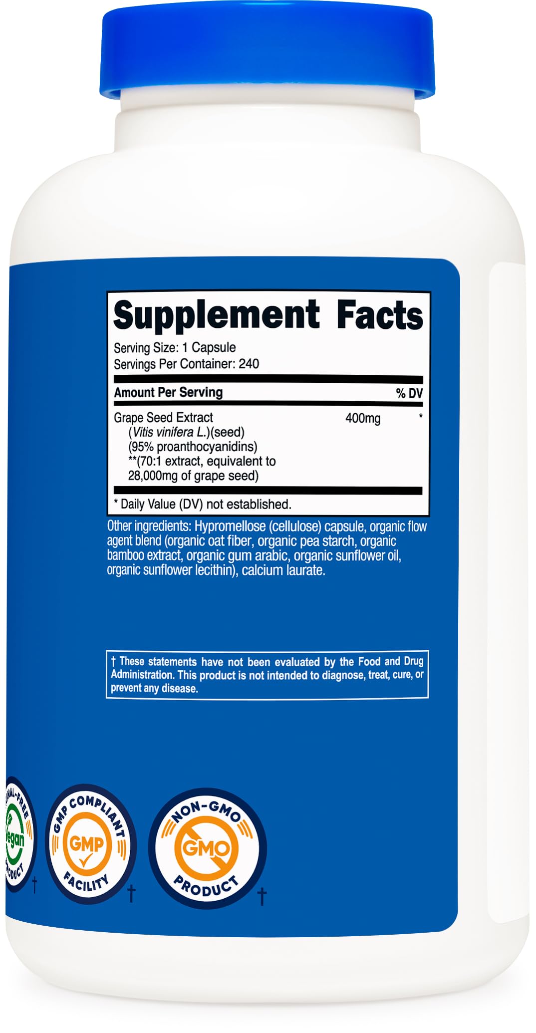 Nutricost Grape Seed Extract 240 Capsules for 240 Servings Per Bottle - GMO Free and Gluten Free, Vegetarian Friendly
