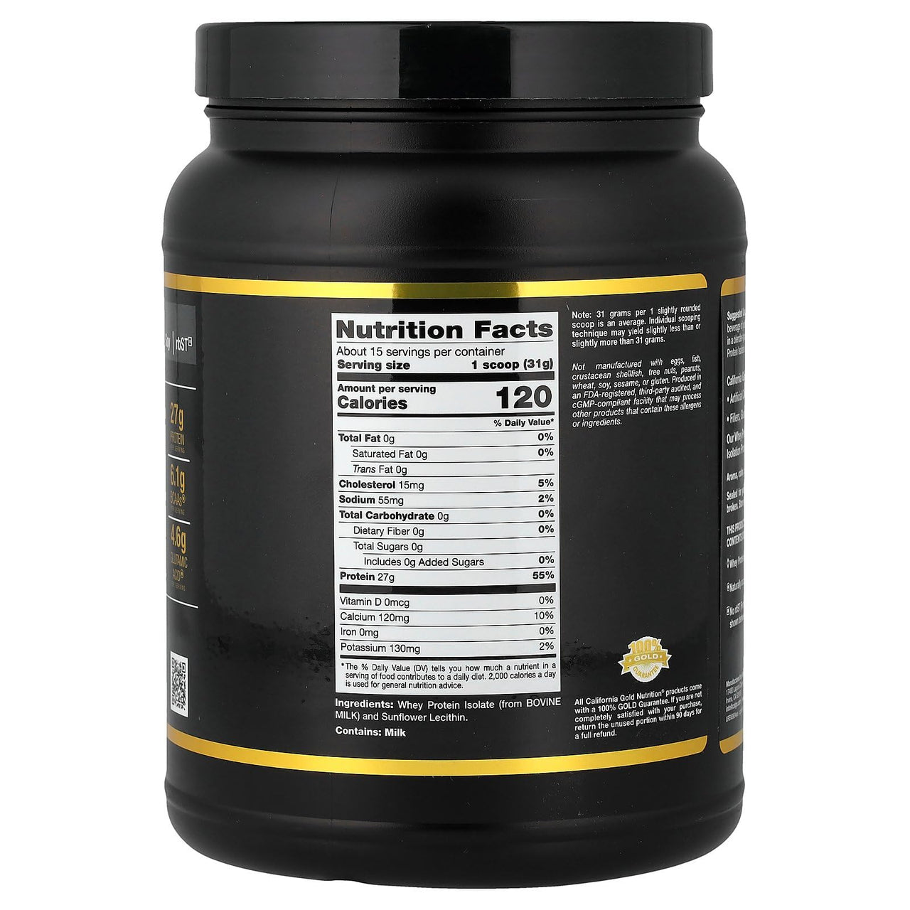 California Gold Nutrition Sport, Whey Protein Isolate, Unflavored, 1 lb (454 g)
