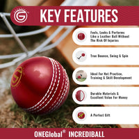 Thumbnail for Soft Rubber Cricket Ball for Practice | Outdoor & Indoor Cricket Ball with Soft Core & Stitched Seam | Realistic Feel, True Bounce & Swing for Practice, Coaching, Honing Skills & Family Fun (1-RED)
