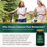 Thumbnail for Swanson Pure Brainpower Brain Health Cognitive Memory Focus Support Brain-Derived Neurotrophic Factor (BDNF) Herbal Supplement (Ginkgo Biloba, Bacopa Monnieri) 60 Veggie Capsules (Veg Caps) Vegan