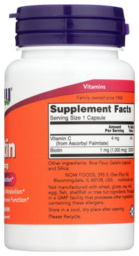 Thumbnail for Now Foods Biotin 1000 MCG - 100 Capsules