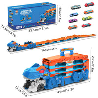 Thumbnail for VATOS Toddler Truck Toy - Ejection Folding Dinosaur Track, Portable Truck Car with 8 Race Cars, Best Gift Toy Cars Set for Toddlers 3 4 5 6 7 Years Old