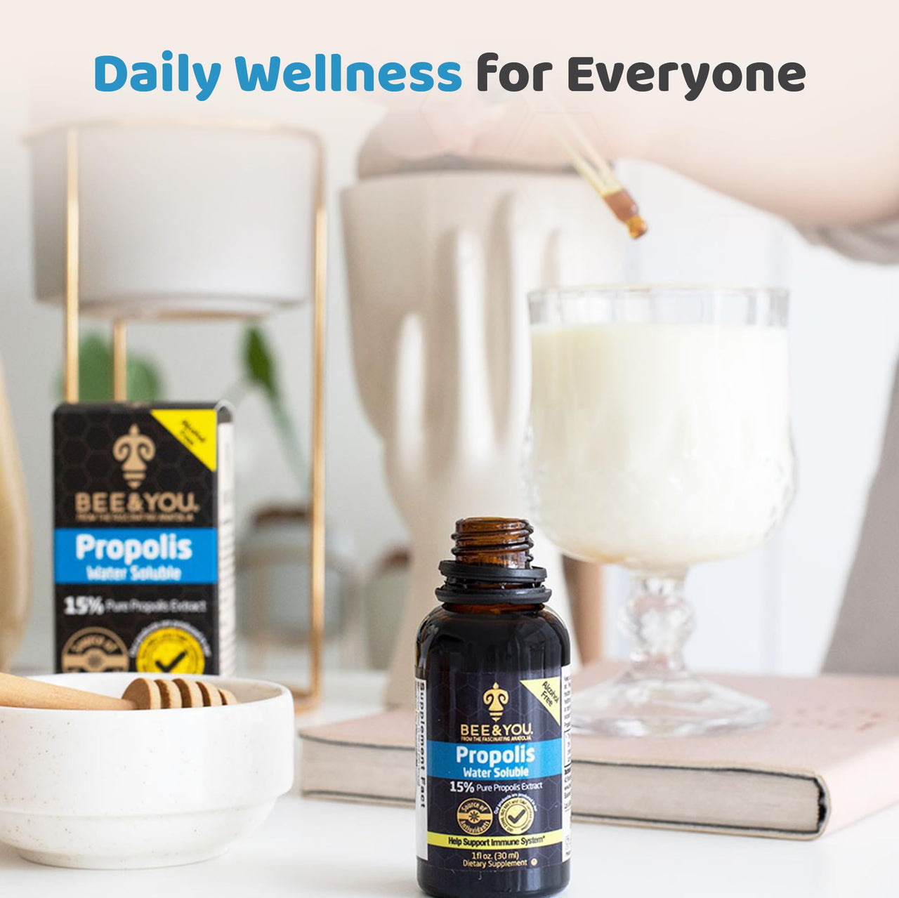 Bee and You Natural Pure Propolis Extract â€“ Water Soluble, Bee Propolis,High Potency, Ultra Pure Immune Support Supplement, Antioxidants, Detox, Gluten-Free, 1 Fl Oz
