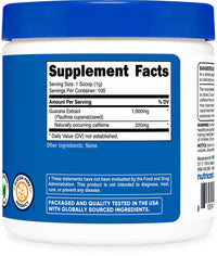 Thumbnail for Nutricost Guarana Extract Powder 100 Grams Per Bottle - Natural Brazilian Herbal Caffeine Energizer Supplement
