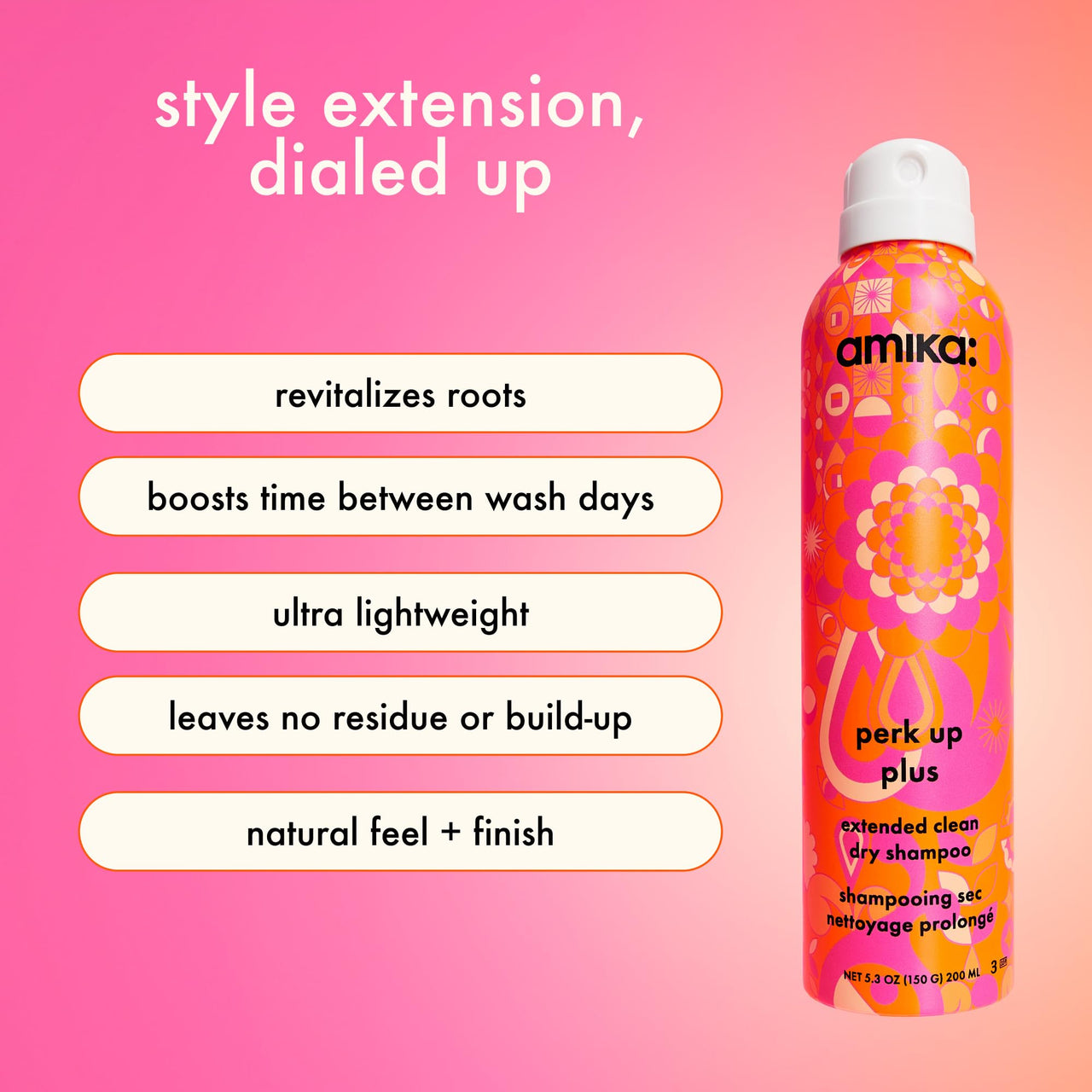 amika perk up plus extended clean dry shampoo, 9.5oz