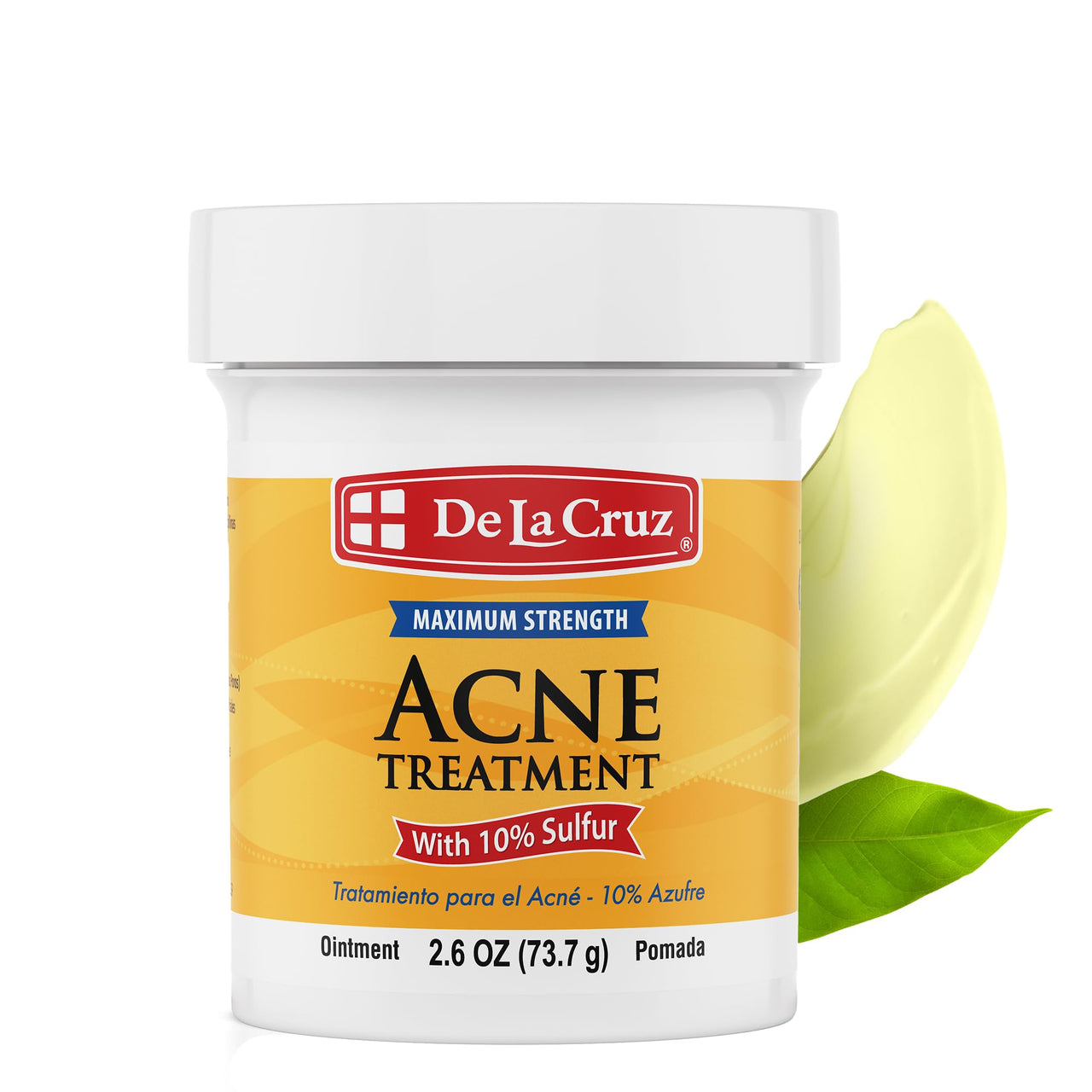 De La Cruz Sulfur Ointment - Cystic Acne Treatment for Face and Body - Daily 10 Min Spot Treatment Mask - Safe and Effective Game Changing Hormonal Acne Treatment That Clears Up Pimples - 2.6 OZ