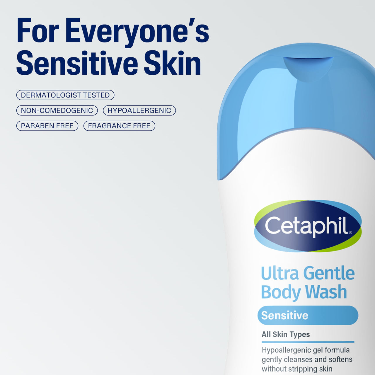 Cetaphil Ultra Gentle Refreshing Body Wash, For Dry to Normal, Sensitive Skin, 16.9oz Pack of 3, Aloe Vera, Calendula, Vitamin B5, Hypoallergenic, Paraben Free, Fragrance Free, Dermatologist Tested