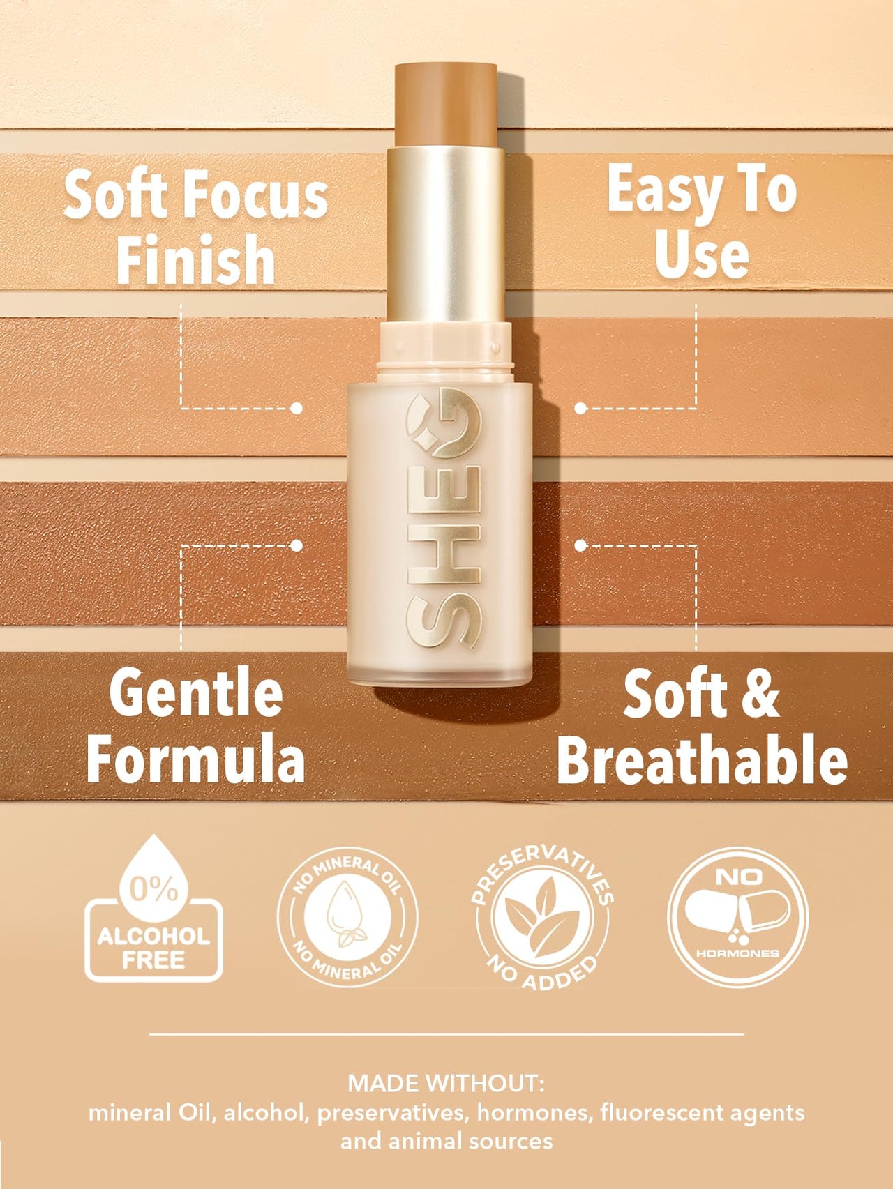 SHEGLAM Skin Magnet High Coverage Foundation Stick Longwear Medium Face Makeup for All Skin Types-Shell