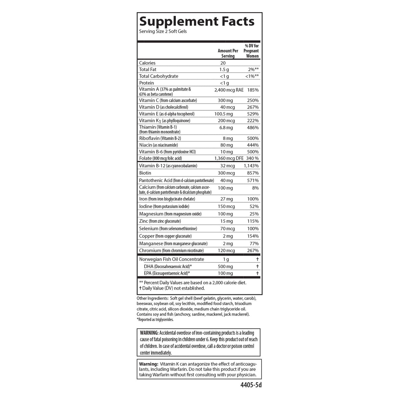Carlson Labs Pre-Natal Multivitamin Tablets with DHA, 120 Count