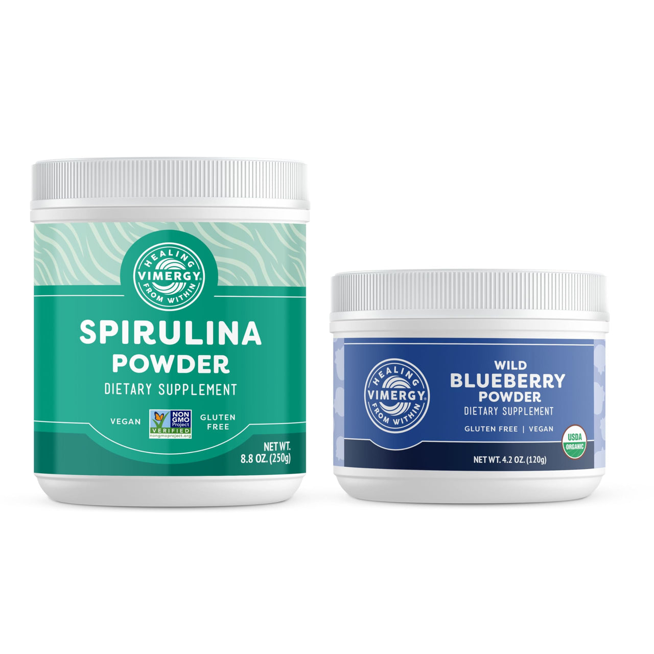 Vimergy Spirulina Powder (250g) & Wild Blueberry Powder (120g) Bundle