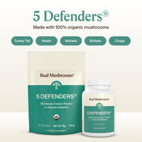 Thumbnail for Real Mushrooms 5 Defenders - Adaptogenic Mushrooms Complex with Chaga, Reishi, Turkey Tail, Maitake & Shiitake for Wellness Support - Mushroom Beta Glucan Capsules - 90 Count