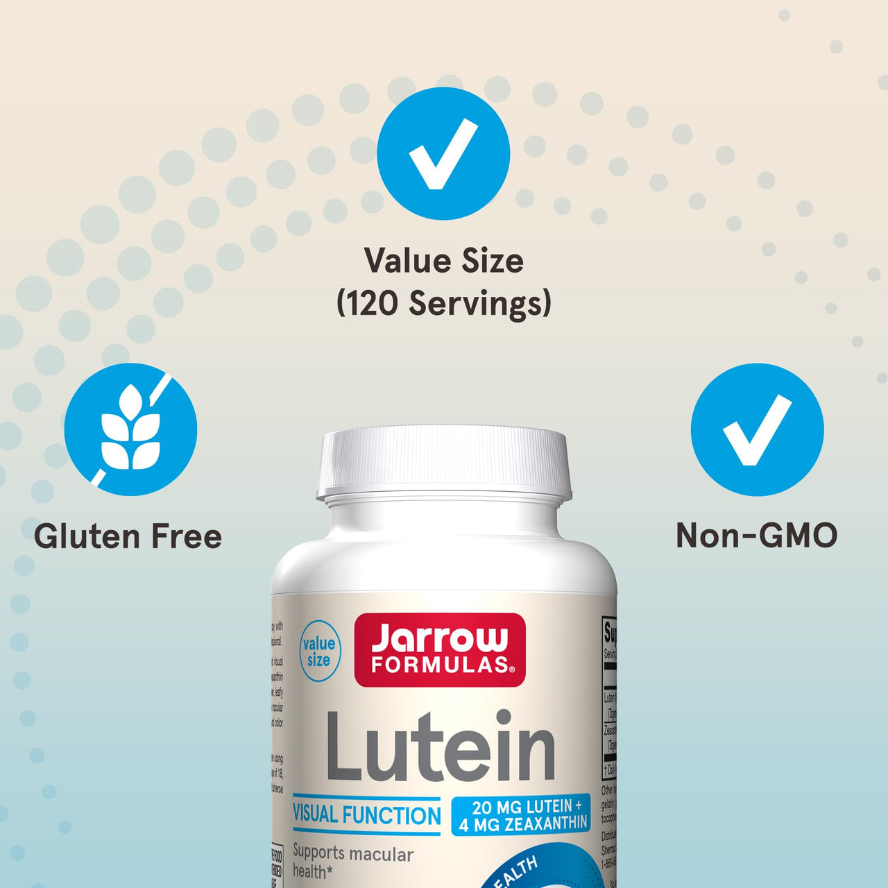 Jarrow Formulas Lutein 20 mg - 120 Softgels - Clinically Documented Eye Health & Support - With Zeaxanthin - 120 Servings