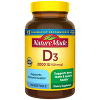 Thumbnail for Nature Made Vitamin D3 2000 IU (50 mcg), Vitamin D Supplement for Bone, Teeth, Muscle and Immune Health Support, 250 Softgels, 250 Day Supply