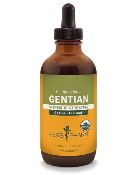 Herb Pharm Certified Organic Gentian Liquid Extract for Digestive Support - 4 Ounce
