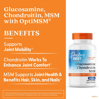 Thumbnail for Doctor's Best Glucosamine Chondroitin MSM - Joint Health Support Supplement for Women & Men, Nutritional Support for Joint Strength, Hair, Skin, & Nails, Gluten Free, Non GMO - 240 Capsules